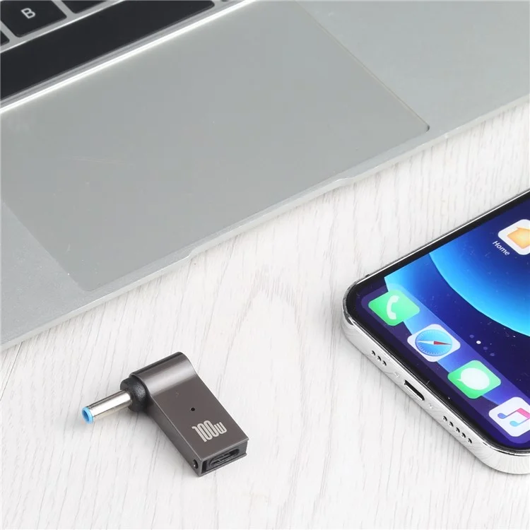 Adaptateur de charge pour ordinateur portable 100W Type-C femelle vers DC 4,5x3,0 mm mâle pour HP
