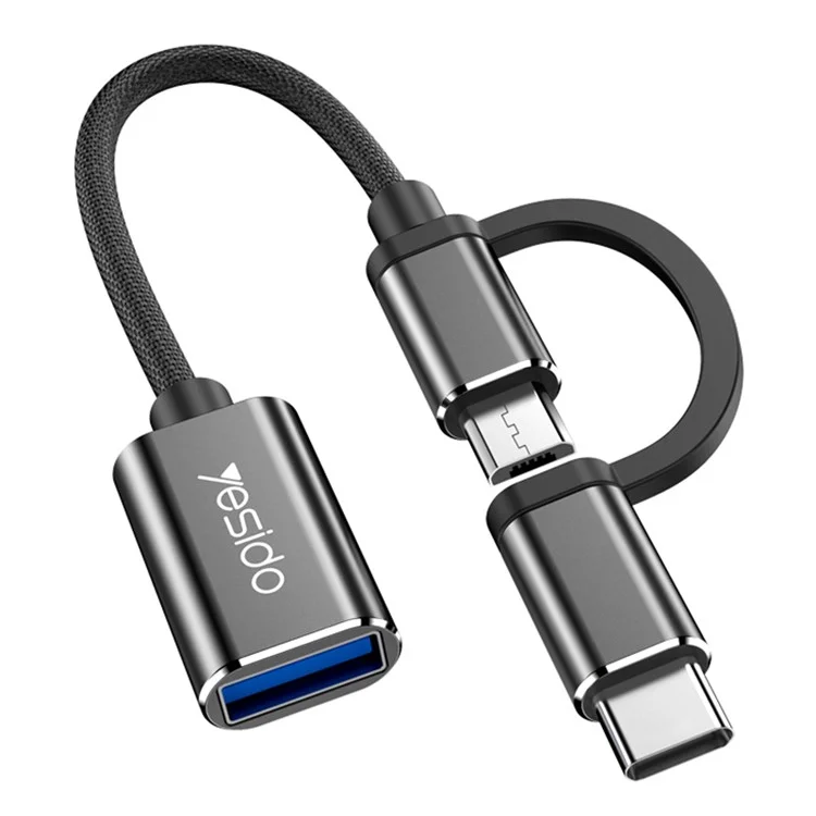 YESIDO GS02 2 em 1 Conector de Cabo Adaptador de Tipo C/Micro para USB OTG para Samsung Xiaomi Huawei MacBook