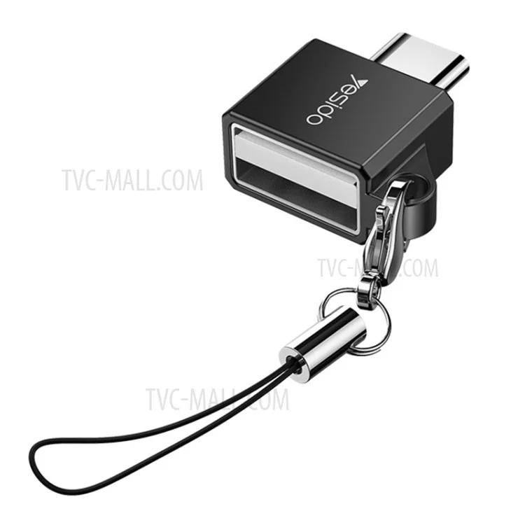YESIDO GS08 Zinc Alloy Mini Type-C to USB OTG Connector Adapter with Keychain