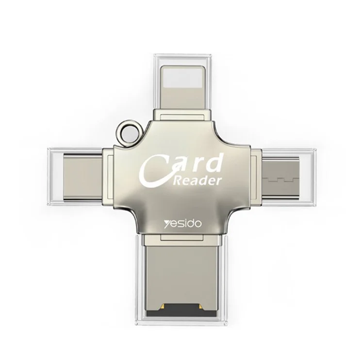 Yesido GS13 Usb+tipo C+micro+lightning Multifunction Card Reader Adapter Para Iphone/android/tf Cartão
