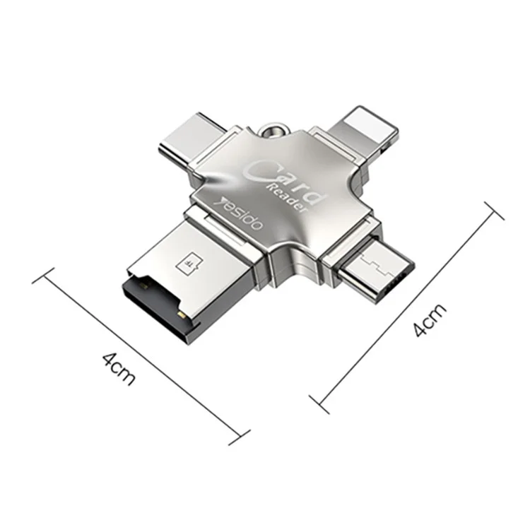 Yesido GS13 Usb+tipo C+micro+lightning Multifunction Card Reader Adapter Para Iphone/android/tf Cartão