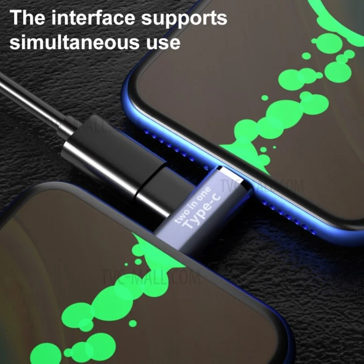 Type-C Female to Type-C Male + Micro USB Male 2-in-1 Mobile Phone Charging Adapter