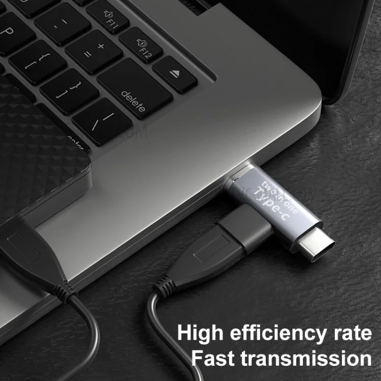 Type-C Female to Type-C Male + Micro USB Male 2-in-1 Mobile Phone Charging Adapter