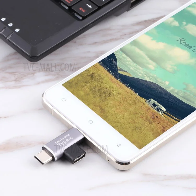Type-C Female to Type-C Male + Micro USB Male 2-in-1 Mobile Phone Charging Adapter