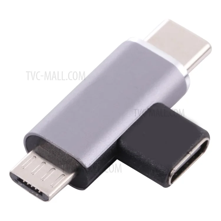 Type-C Female to Type-C Male + Micro USB Male 2-in-1 Mobile Phone Charging Adapter