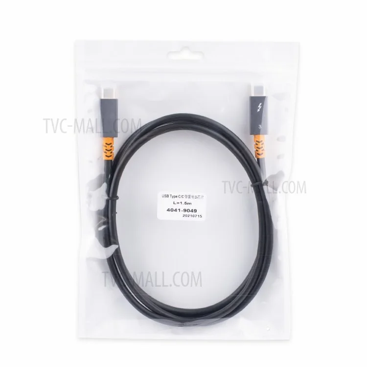1.5m USB Type-C 100W 20V / 5A Fast Charging Cable Compatible with Thunderbolt 3 40Gbps 4K Audio Video Transmission Cord