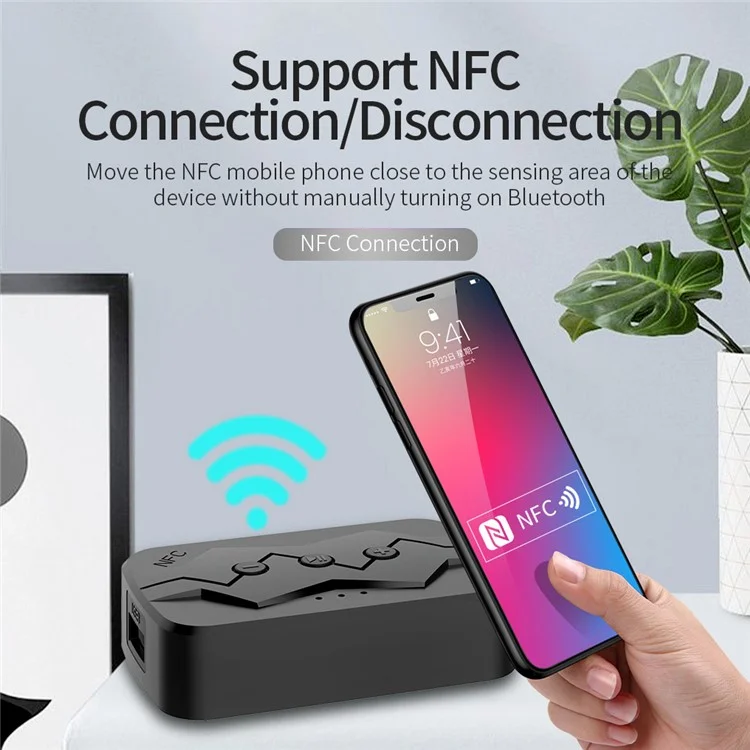 M23 NFC 2-in-1 Bluetooth-compatible 5.0 Receiver Transmitter RCA AUX Audio Adapter Support U-disk TF Card