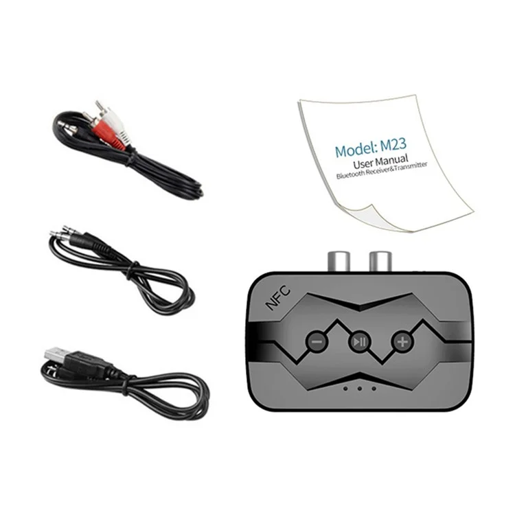 M23 NFC 2-in-1 Bluetooth-compatible 5.0 Receiver Transmitter RCA AUX Audio Adapter Support U-disk TF Card
