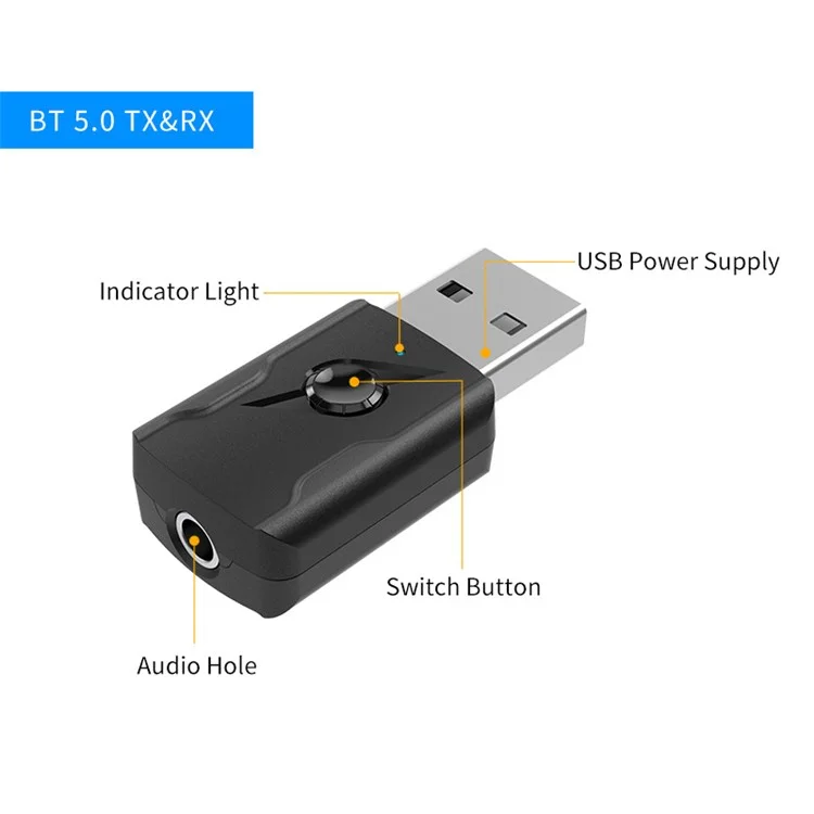 M135 Bluetooth-compatible 5.0 Transmitter Stereo Music Receiver USB Dual Output Bluetooth-compatible Adapter Computer Audio Adapter