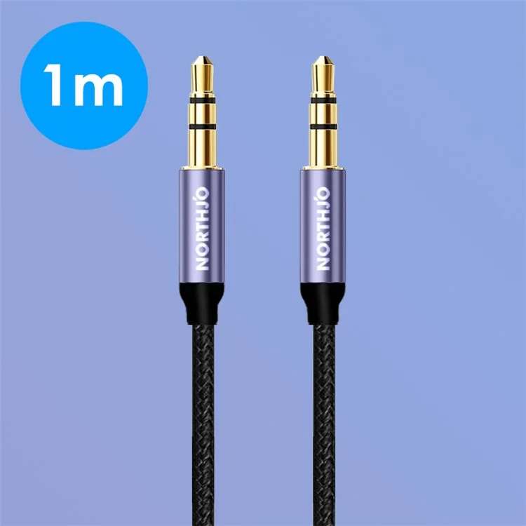 NORTHJO 1m 3 Pole 3.5mm Male to Male Stereo Audio Cable for Mobile Phone MP3 Car Speaker