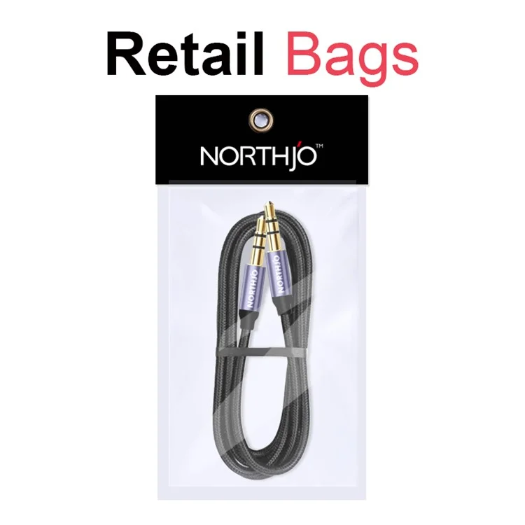 NORTHJO 1m 3 Pole 3.5mm Male to Male Stereo Audio Cable for Mobile Phone MP3 Car Speaker