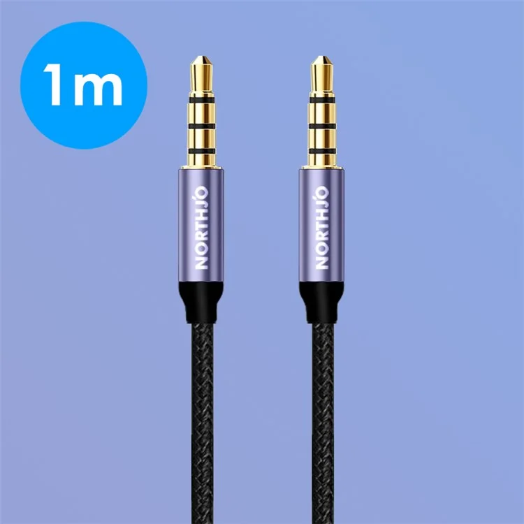 NORTHJO 1m Audio Cable 4 Pole 3.5mm Male to Male Stereo Aux Cord