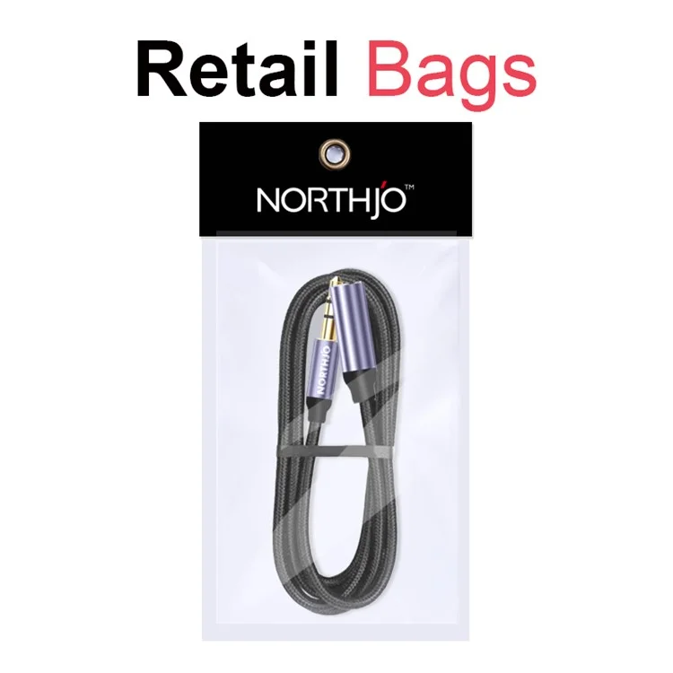 Northjo 1M Audio Cable 3 Polos 3.5 Mm Cable Estéreo Macho A Femenino Aux