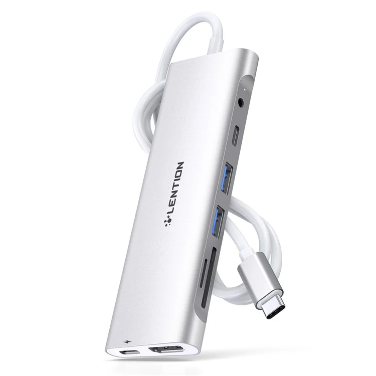 LENTION C37 HACR-1M USB-C Hub Adapter Multi-port Docking Station Type-C Converter Compatible with macOS, Windows, Vista, Linux Systems - Silver