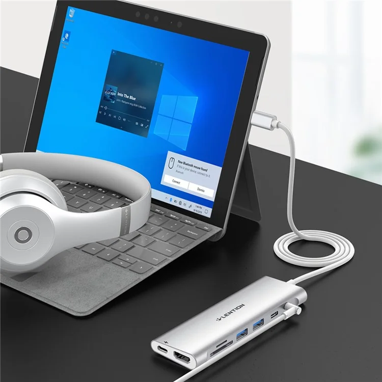 Lention C37 HACR-1M USB-C Hub Adaptador Múltiple Estación de Acoplamiento Multi-port Tipo-c Compatible Con Macos, Windows, Vista, Linux Systems - Plata