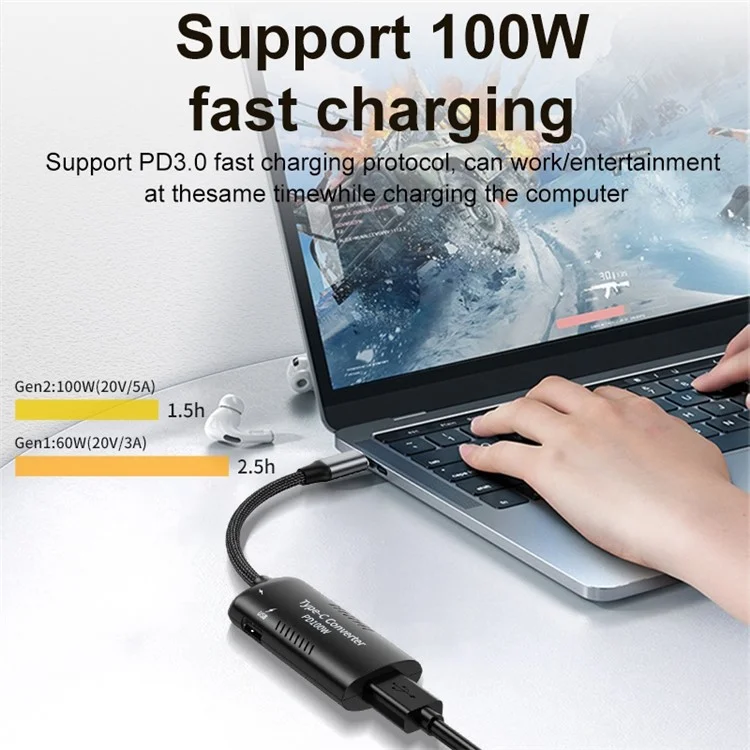 DC7909 + Type-C + USB a Type-C Adattatore MultiFunction Laptop Power Adapter Converter