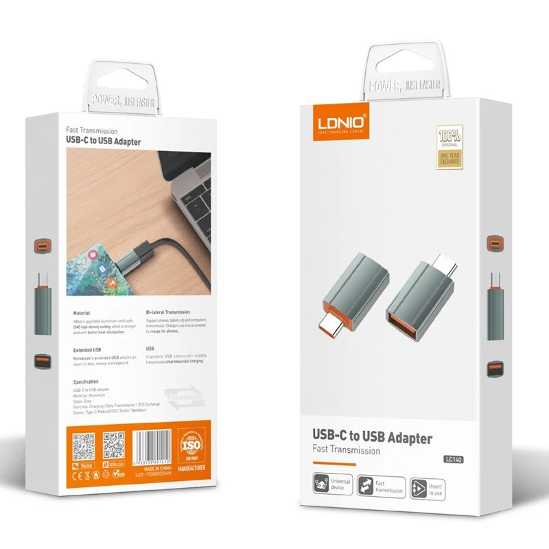 LDNIO LC140 Type-C Male to USB 2.0 Female Fast Transmission OTG Adapter Type-C Converter Connector