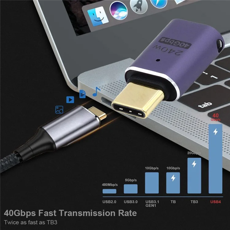 240W Type-C Female to Male Mini Adapter 40Gbps Transmission Straight Converter with Indicator
