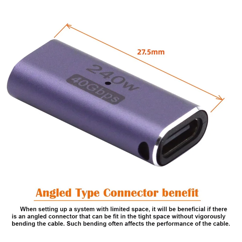 240W 40Gbps Type-C Female to Female Straight Mini Adapter Converter Support 8K Audio Transmission