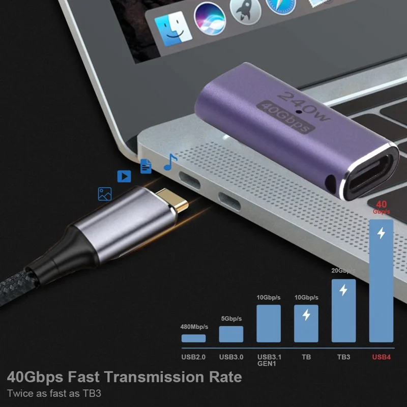 240W 40Gbps Type-C Female to Female Straight Mini Adapter Converter Support 8K Audio Transmission
