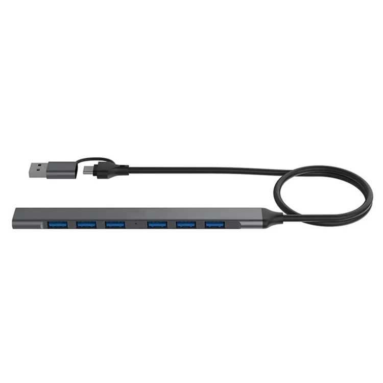 Adaptador de centro de conexión USB-C / USB-A 2 en 1 de 7 puertos Estación de acoplamiento USB2.0 3.0 Divisor para portátiles