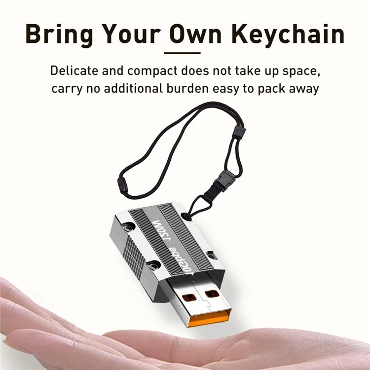 Прямая головка 120 Вт Type-C Female to USB 3.0 Male Zinc Alloy Adapter Converter Поддержка передачи данных и зарядки - серебро