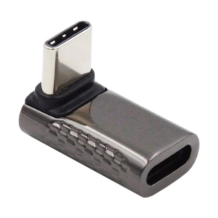100W Type-C Male to Type-C Female Adaptor 20Gbps Zinc Alloy Angled USB-C Converter