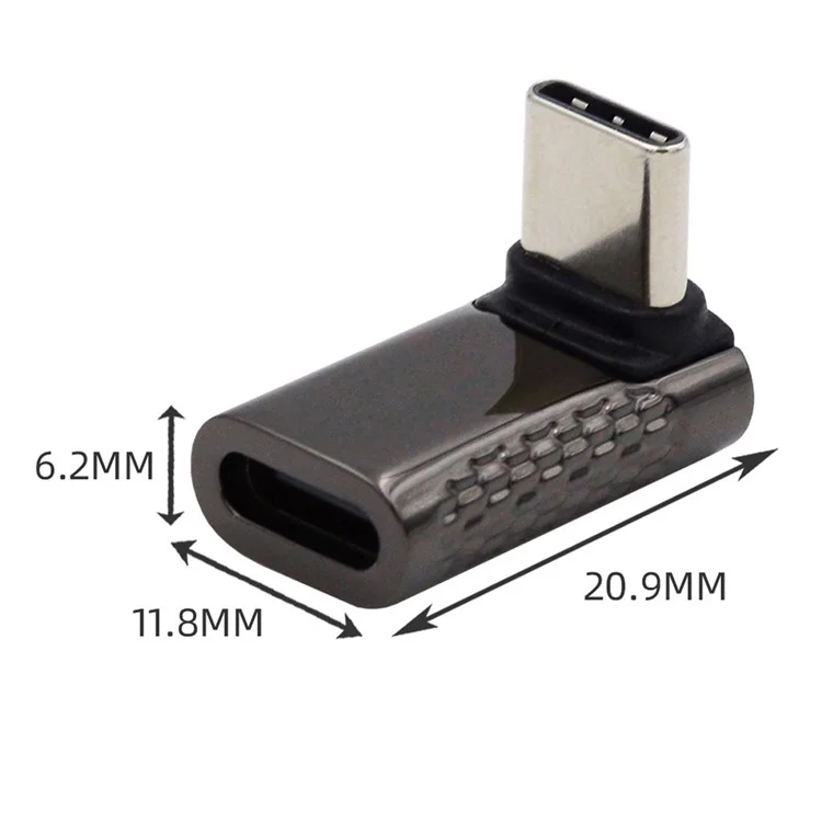 100W Type-C Male to Type-C Female Adaptor 20Gbps Zinc Alloy Angled USB-C Converter