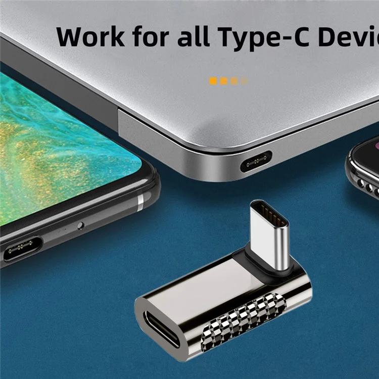 100W Type-C Male to Type-C Female Adaptor 20Gbps Zinc Alloy Angled USB-C Converter