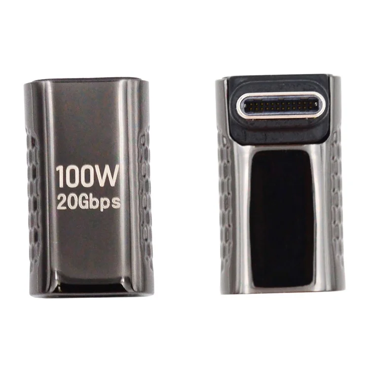 100W Type-C Male to Type-C Female Adaptor 20Gbps Zinc Alloy Angled USB-C Converter