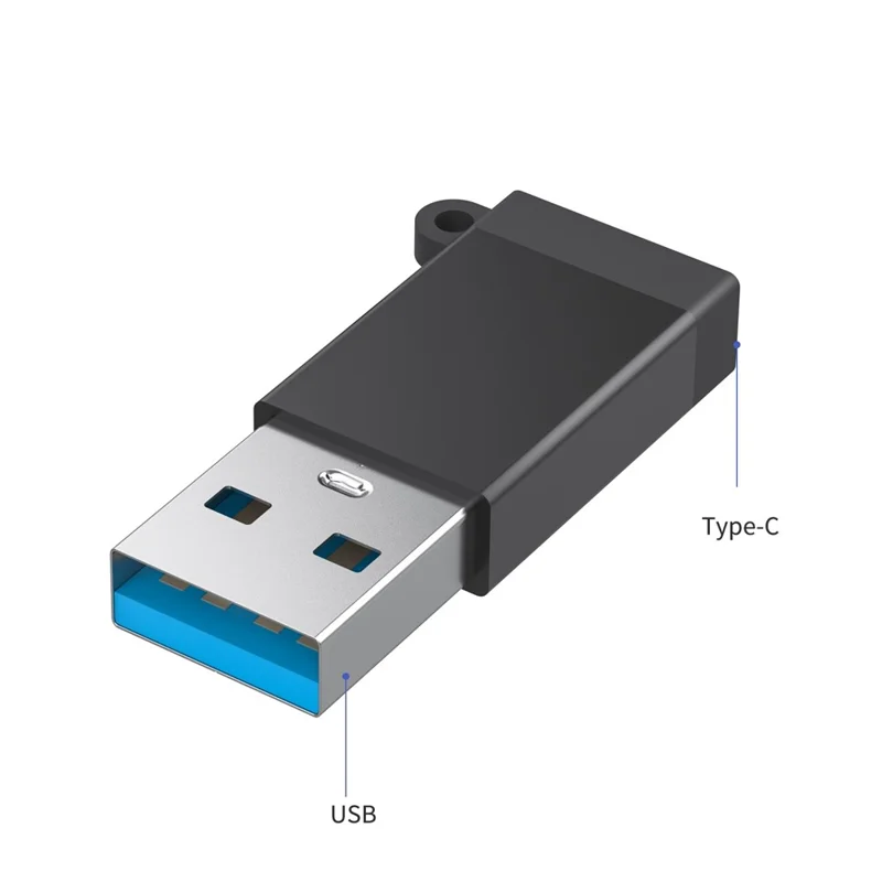 5311T 5Gbps Transmission USB to Type-C Converter Aluminum Alloy Mini Adapter - Black