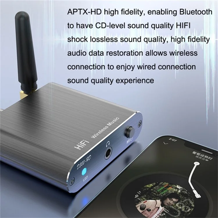 D300 3.5mm AUX Optical Fiber Coaxial Bluetooth-compatible 5.2 Music Receiver Aluminum Alloy HiFi Audio Adapter