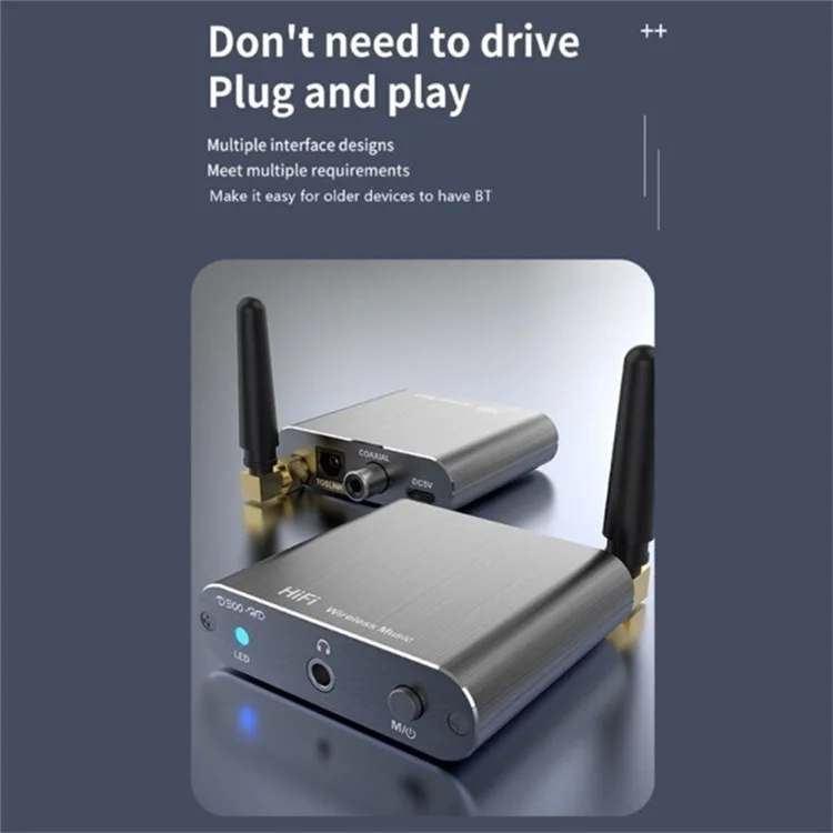 D300 3.5mm AUX Optical Fiber Coaxial Bluetooth-compatible 5.2 Music Receiver Aluminum Alloy HiFi Audio Adapter