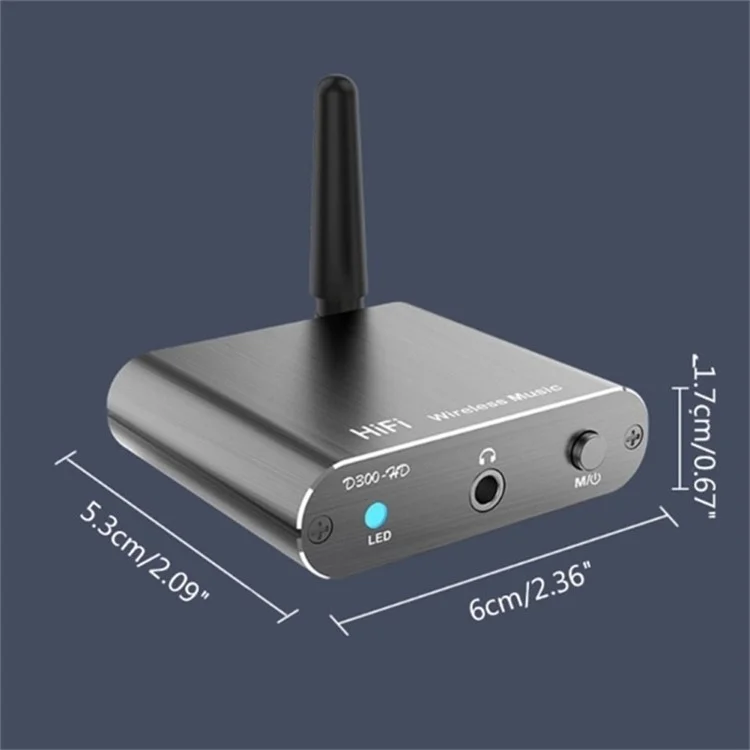 D300 3.5mm AUX Optical Fiber Coaxial Bluetooth-compatible 5.2 Music Receiver Aluminum Alloy HiFi Audio Adapter