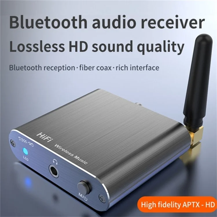 D300 3.5mm AUX Optical Fiber Coaxial Bluetooth-compatible 5.2 Music Receiver Aluminum Alloy HiFi Audio Adapter