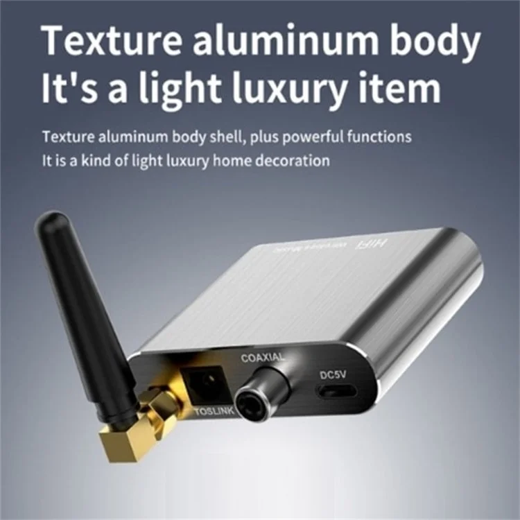 D300 3.5mm AUX Optical Fiber Coaxial Bluetooth-compatible 5.2 Music Receiver Aluminum Alloy HiFi Audio Adapter