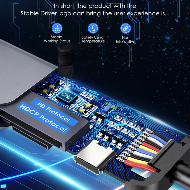 LENTION CE18HCR Cloud Ala Series Portable USB Hub Adapter Type-C Docking Station with USB+HD 4K / 30Hz+SD / TF+PD 100W - Grey