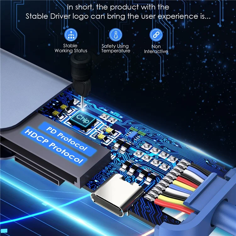 LENTION CE18HCR Cloud Ala Series Portable USB Hub Adapter Type-C Docking Station with USB+HD 4K / 30Hz+SD / TF+PD 100W - Blue