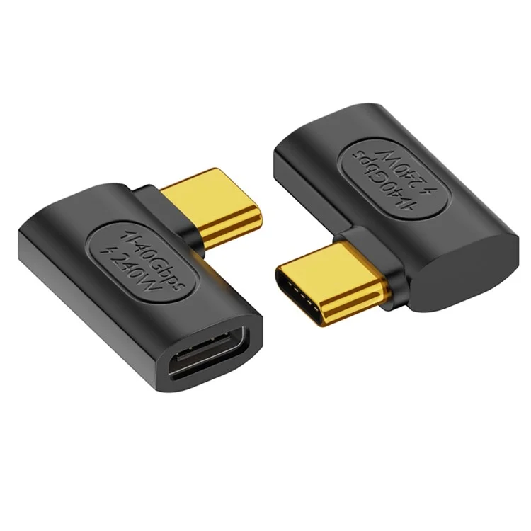 40Gbps USB-C Adapter Side Right Angled Type-C Male to Female Converter 240W Fast Charging Connection Plug for Laptop