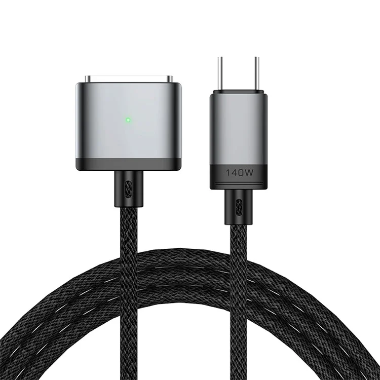 2m PD 140w, Совместимый с Magsafe 3 Нейлоновым Плетеном Usb-c, Магнитному Зарядному Кабелю Для MacBook - Серый