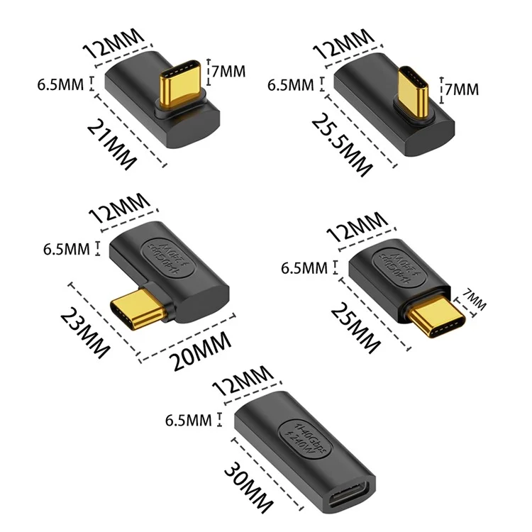 40Gbps 240W Fast Charging USB C Extender Adapter Type-C Male to Female Straight Converter