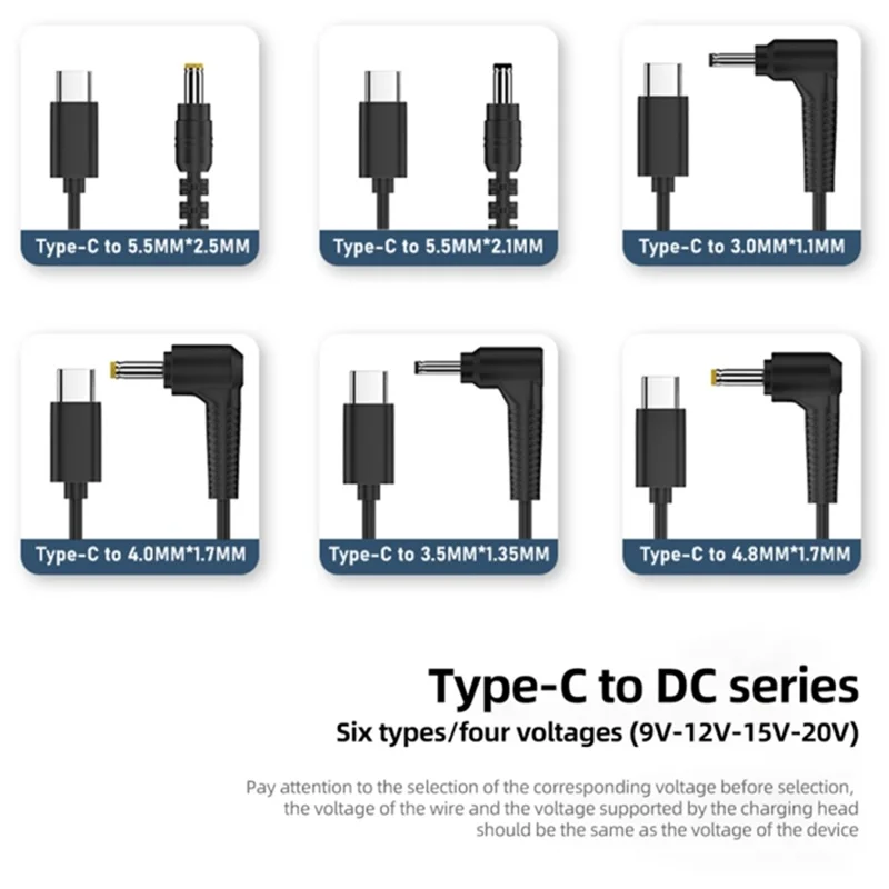 150cm Elbow DC 3.0x1.1mm to Type-C Converter Cable 20V Power Adapter Cord