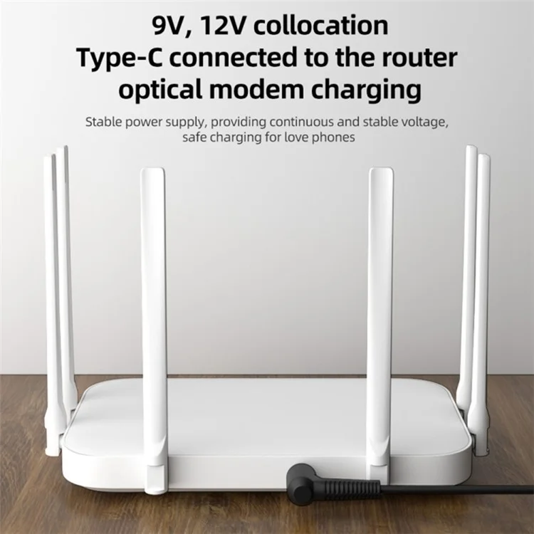 Cable convertidor de alimentación de tipo C de 9V 4,0 x 1,7 mm a CC para enrutadores, cámaras, TV Box, lámparas de escritorio