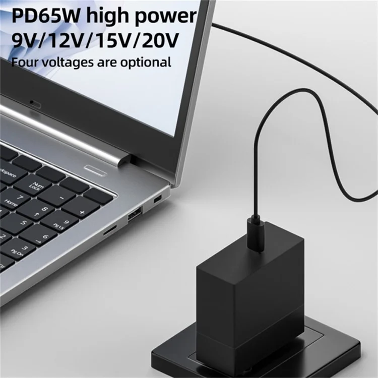 20V USB-C to DC 5.5x2.5mm Power Adapter Cable PD 65W Charging Cord PVC Shell Type-C Extension Charge Cable