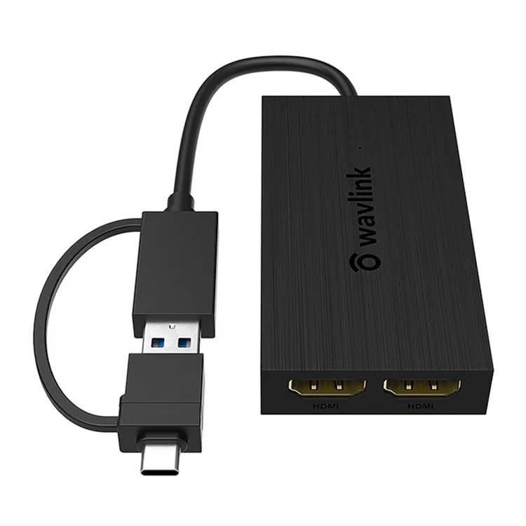 WAVLINK UG7602HC Adaptador portátil USB3.0 / USB-C a Dual HD Display Expansion Graphics Card Sync Screen Expander