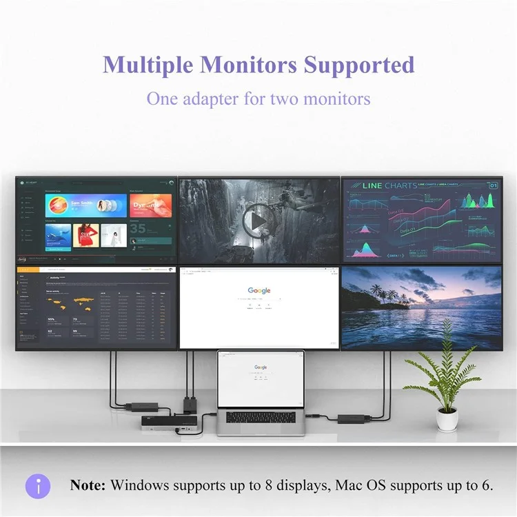 WAVLINK UG7602HC Adaptador portátil USB3.0 / USB-C a Dual HD Display Expansion Graphics Card Sync Screen Expander