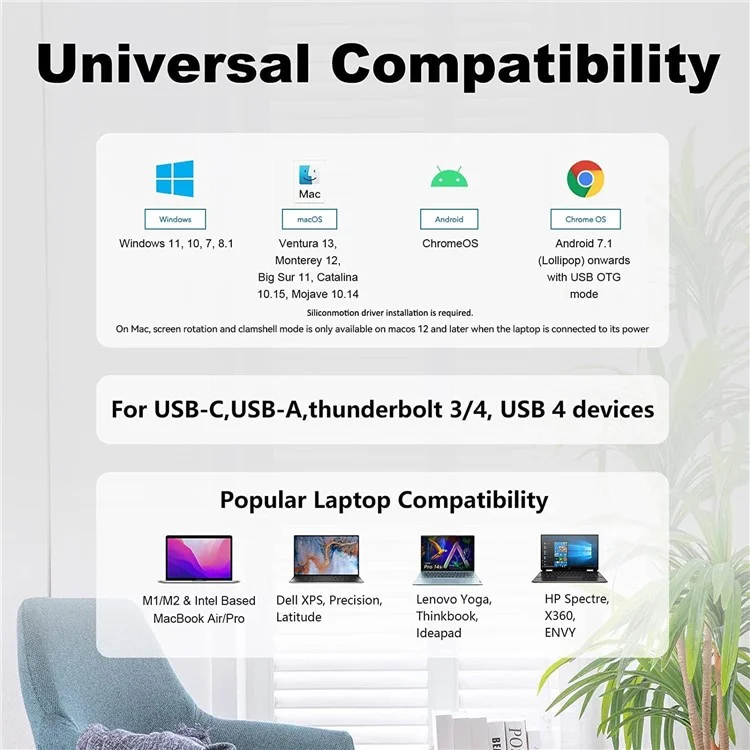 WAVLINK UG7602HC Adaptador portátil USB3.0 / USB-C a Dual HD Display Expansion Graphics Card Sync Screen Expander