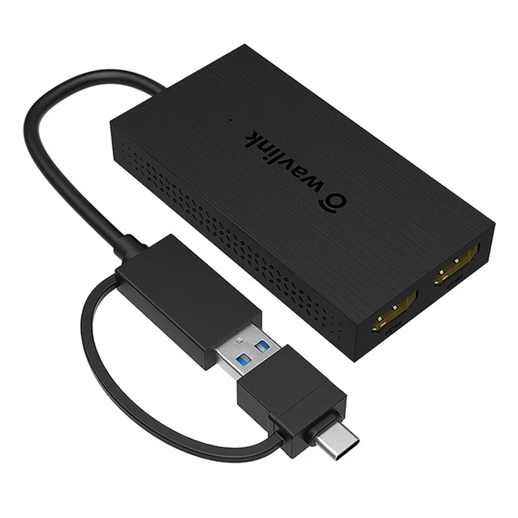 WAVLINK UG7602HC Adaptador portátil USB3.0 / USB-C a Dual HD Display Expansion Graphics Card Sync Screen Expander