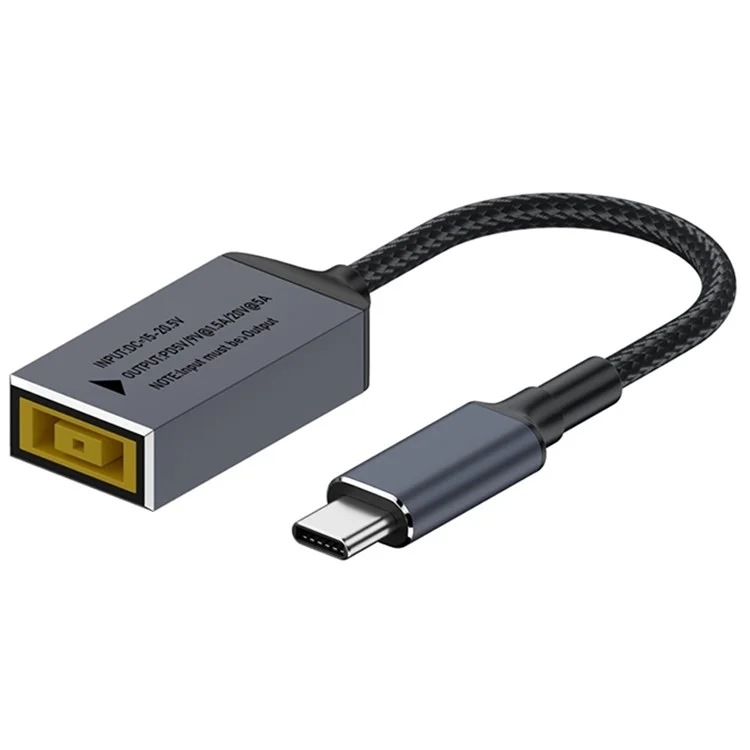 Para o Lenovo Laptop Big Square Fêmea para Tipo-C Macho Adaptador de Alimentação de 100W Conversor de Carregamento