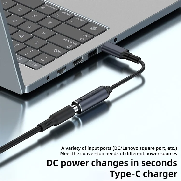 Para o Lenovo Laptop Big Square Fêmea para Tipo-C Macho Adaptador de Alimentação de 100W Conversor de Carregamento